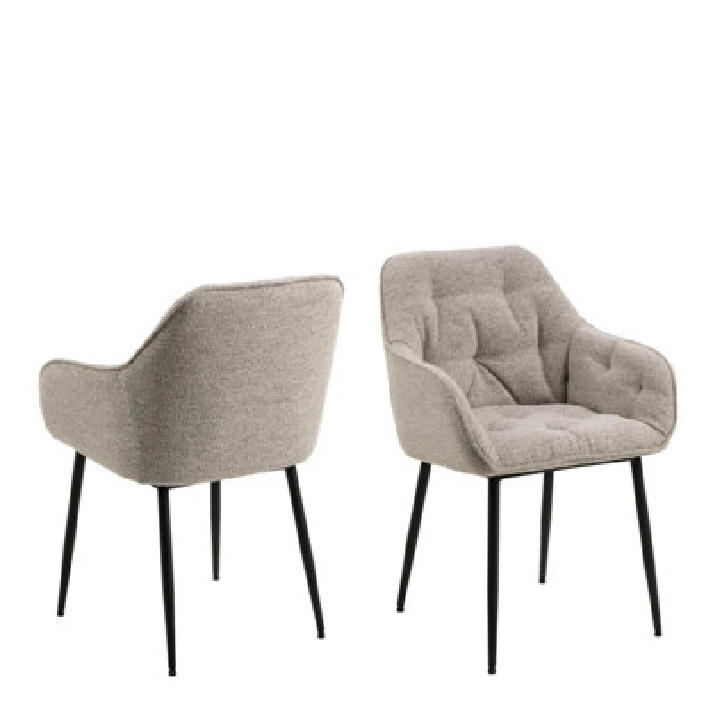 Image of Furniture To Go Brooke Dining Chair With Armrest In Monza Beige Set Of 2