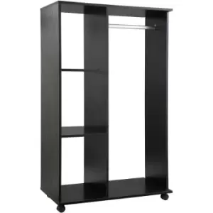 Image of HOMCOM Open Wardrobe with Hanging Rail and Storage Shelves Black