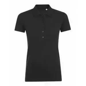 Image of SOLS Womens/Ladies Phoenix Short Sleeve Pique Polo Shirt (S) (Black)
