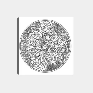 Image of MANDALA77 White Black Decorative Canvas Painting