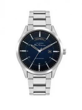Image of Ben Sherman Blue DayDate Dial Stainless Steel Bracelet Mens Watch, One Colour, Men