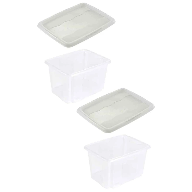 Image of Keeeper Set of 2 Storage Box 45 Litre with Lid Turn Around Stacking System Clear unisex