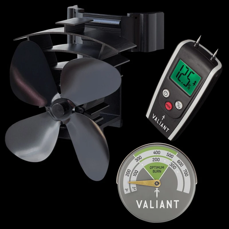 Image of Valiant Valiant Remora Flue Pipe Stove Fan, Magnetic Thermometer in Green & Moisture Meter for Timber and Brickwork Set Green One Size Unisex 50610266