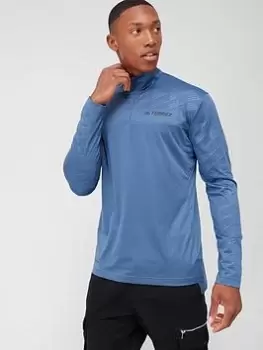 Image of adidas Terrex Half Zip Long Sleeve Top - Blue, Grey Size XL Men