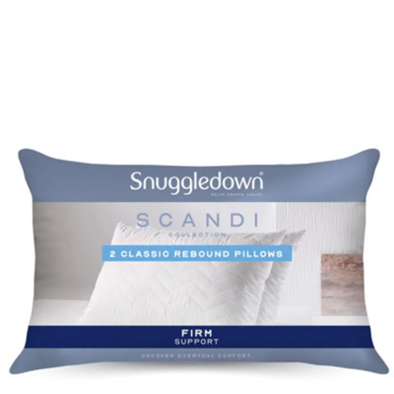 Image of Snuggledown Snuggledown Scandi Rebound Pillow, Firm Support, 2 Pack in White White One Size Unisex 5037045028534