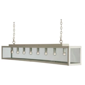 Image of Linea Verdace Lighting - Linea Verdace Zenia 8 Light Straight Bar Pendant Ceiling Light Beige Gray