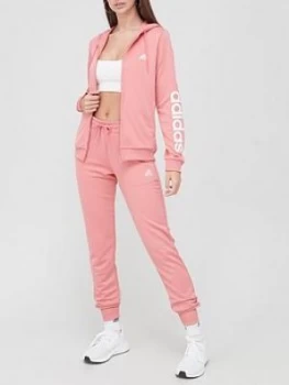 Image of adidas Linear French Terry Tracksuit - Pink, Size XL, Women