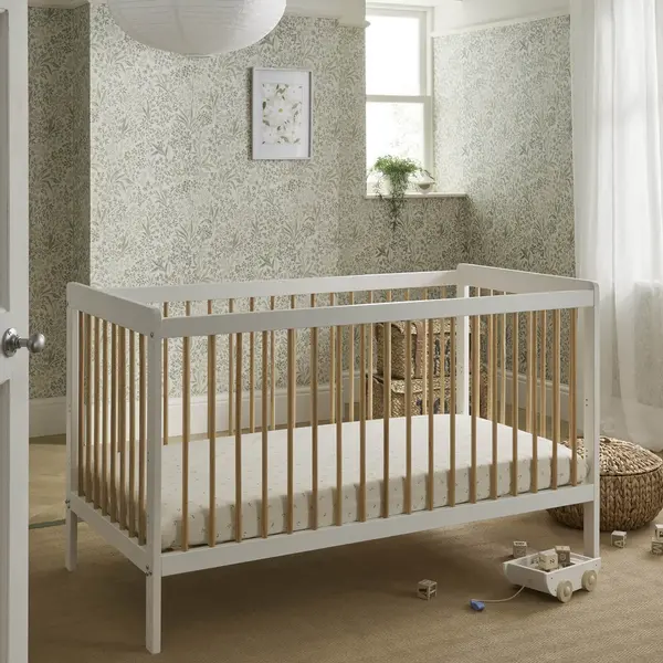 Image of CuddleCo Nola Cot Bed, Painted Pine White