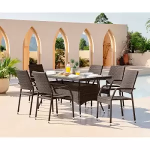 Image of Furniture Box FurnitureBox Antigua Outdoor Dining Set 6 Seat Brown
