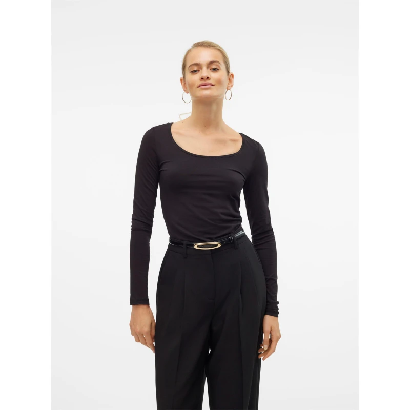 Image of Vero Moda Maxi Long Sleeve U-Neck T-Shirt - Black 8