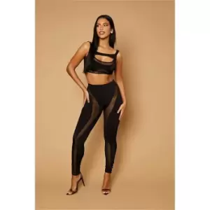 Image of I Saw It First Black Mesh Panel Contour Leggings - Black