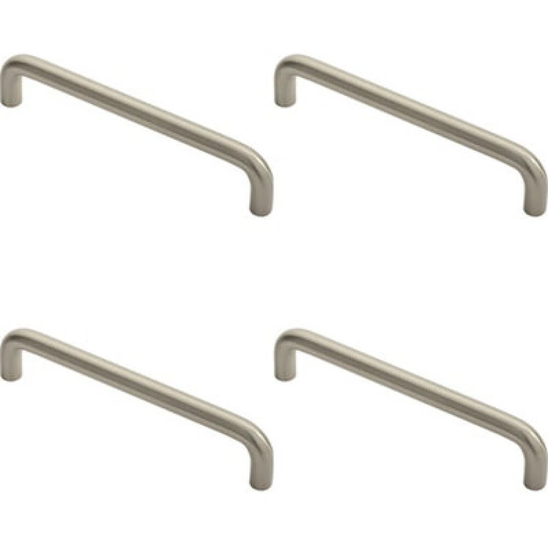 Image of Loops 4x Round D Bar Cabinet Pull Handle 138 x 10mm 128mm Fixing Centres Satin Nickel Metallics unisex
