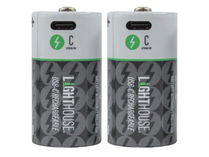 Image of Lighthouse USB-C Rechargeable Li-ion C Cell Battery Pack of 2 BATUSBC