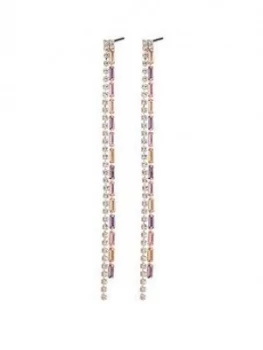 Image of Mood Rose Gold Plated Tonal Pink Baguette And Crystal Earrings