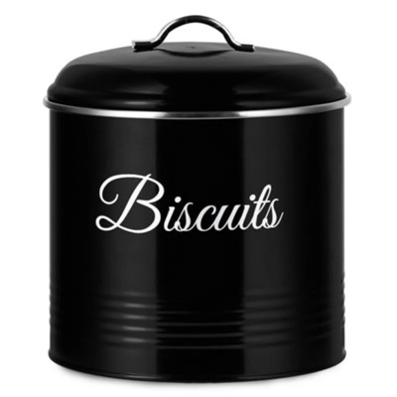 Image of Innoteck Essentials Round Biscuit Tin With Air-Tight Lid - Black.