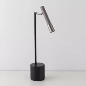 Image of Harperliving - Harper Living LED Black and Pewter Desk Table Light with Marble Base, Adjustable Light Head with Touch Dimmer Switch