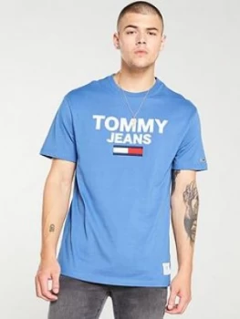 Image of Tommy Jeans Core Logo T-Shirt - Dutch Blue, Dutch Blue, Size L, Men