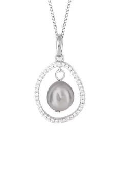 Image of Floating Freshwater Pearl Pendant with Pave CZ