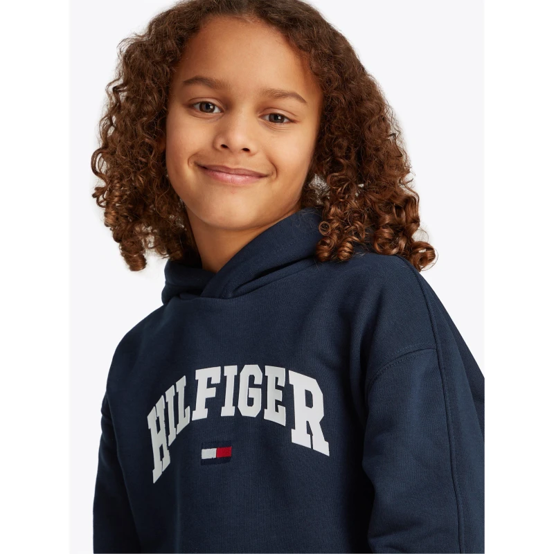 Image of Tommy Hilfiger Kids Varsity Pull Over Hoodie Night Navy C1G male 10Y
