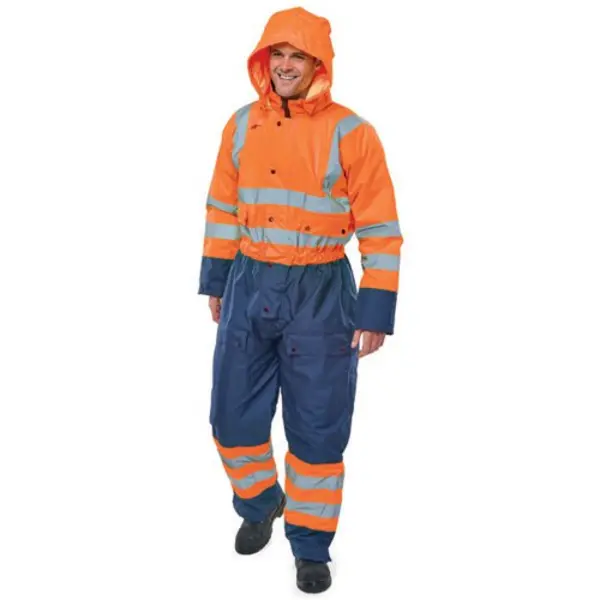 Image of Beeswift Beeswift Two Tone Hi Visibility Thermal Waterproof Coverall Orange/Navy Blue 3XL BD900ORN3XL
