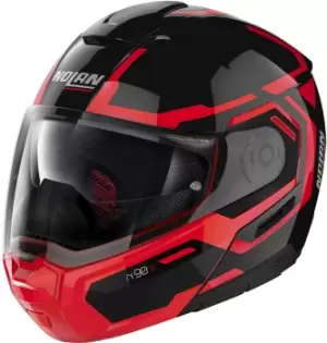 Image of Nolan N90-3 Driller N-Com Helmet, black-red Size M black-red, Size M