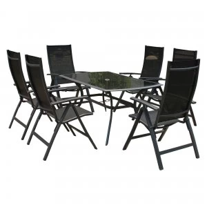 Image of Sorrento Black 6 Seater Rectangular Deluxe Recliner Set