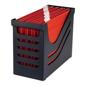 Image of Jalema Resolution A4 File Box Black with 5 x Suspension Files Red