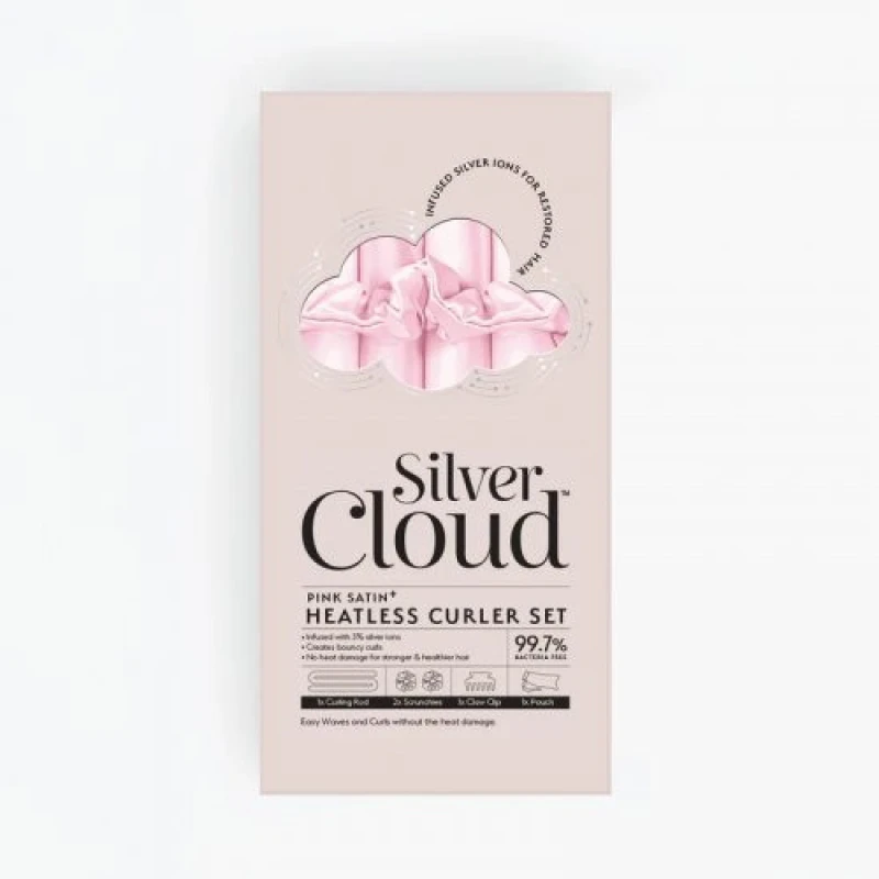 Image of Silver Cloud Satin Pink Heatless Curler Set Infused with Silver Ions Pink unisex