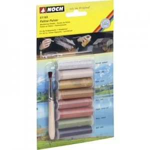Image of NOCH 61165 Model train powder Paint Grey, Sand, Dust grey, Rust (matt), Brick red, Moss green, Black 1 Set