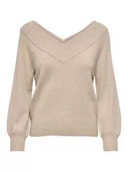 Image of ONLY Off Shoulder Knitted Pullover Women Beige