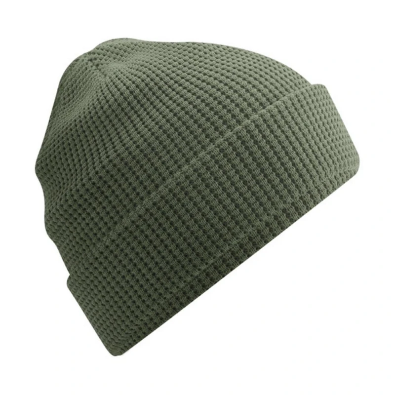 Image of Beechfield Beechfield Men Waffle Cotton Beanie in Dark Olive Dark Olive One Size Male 5059958779587