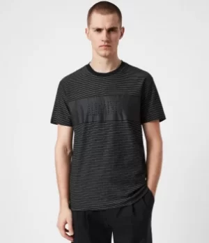 Image of AllSaints Mens Warren Crew T-Shirt, Black, Size: S