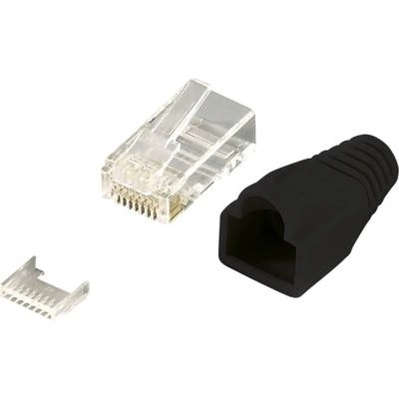 Image of Logilink LogiLink MP0024 RJ45 Plug connector CAT 6, unshielded MP0024 Plug, straight Pins: 8P8C Black 100 pc(s) MP0024