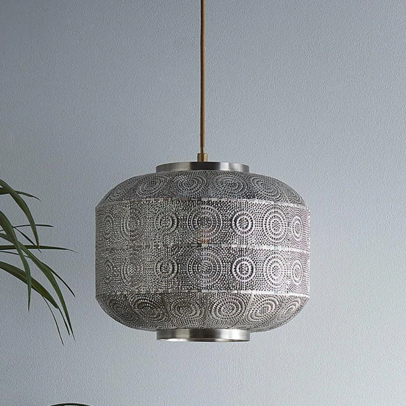 Image of Other Enva Geometric Pattern Moroccan Light Pendant Satin Nickel unisex One Size