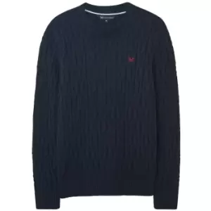 Image of Crew Clothing Mens Wide Cotton Cable Jumper Dark Navy XL