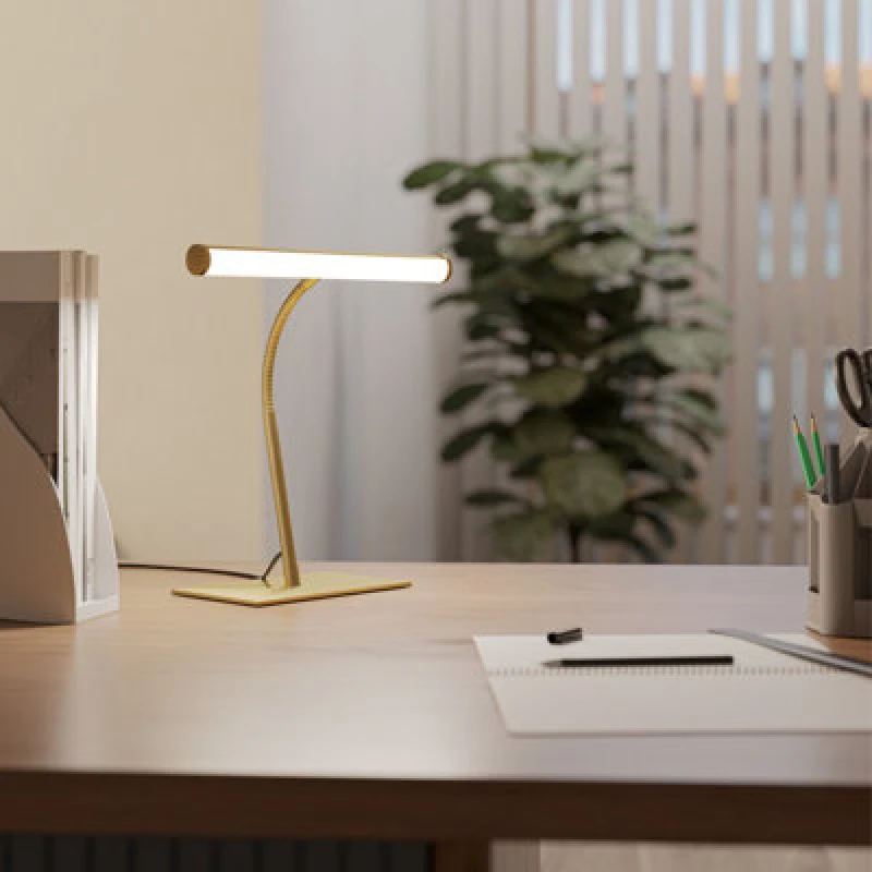 Image of Eglo Riccione LED Tuneable White Desk Lamp, Brushed Brass