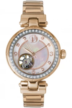 Image of Womens Project D By Rotary PDB002-A-41-X Ladies Automatic Rose Gold Tone Wris