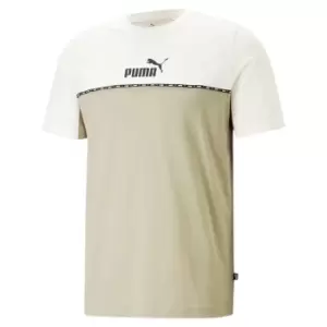 Image of Puma Essential Block X Tape T Shirt Mens - Beige