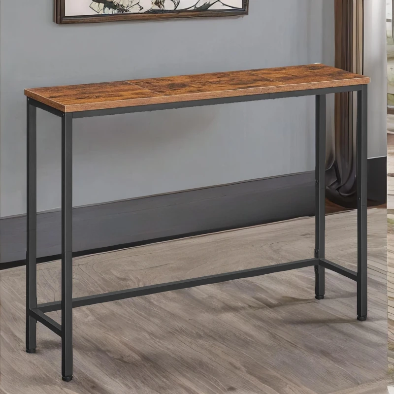Image of Rafaelo Mobilia Industrial Rustic 100CM Wide Console Table in Dark Brown Dark Brown Unisex