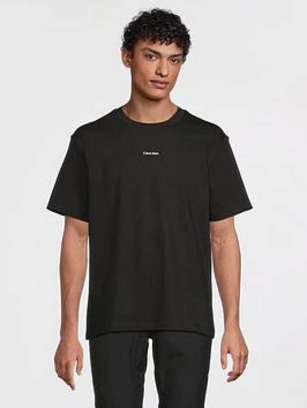 Image of Calvin Klein Cotton Pique Nano T-Shirt with Short Sleeves Black Men S;M;L;XL;XXL
