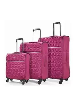 Image of Rock Luggage Jewel WR36901 4 Wheel Spinner Pink Suitcase 3Pcs Set