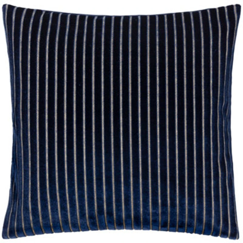 Image of Paoletti Paoletti Savoy Stripe Velvet Cushion in Navy Size: 50cm x 50cm Navy 50cm x 50cm Unisex 5025532356505