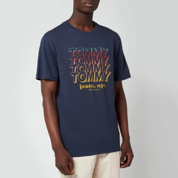 Image of Tommy Jeans Mens Repeat Logo T-Shirt - Twilight Navy - M