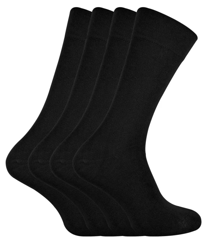 Image of Sock Snob Sock Snob Men 4 Pack Bamboo Crew Dress Socks in Black Size: 7-11 Black 7-11 Male 5060597077309