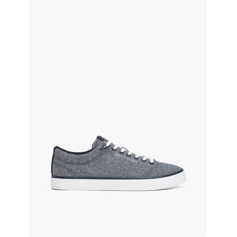 Image of Tommy Hilfiger Mens Chambray Canvas Trainers Navy Denim male 7 (41)