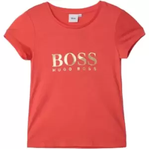 Image of Boss Cotton and modal T-Shirt - Orange