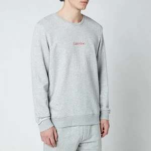 Image of Calvin Klein Mens Chest Logo Sweatshirt - Grey Heather - M