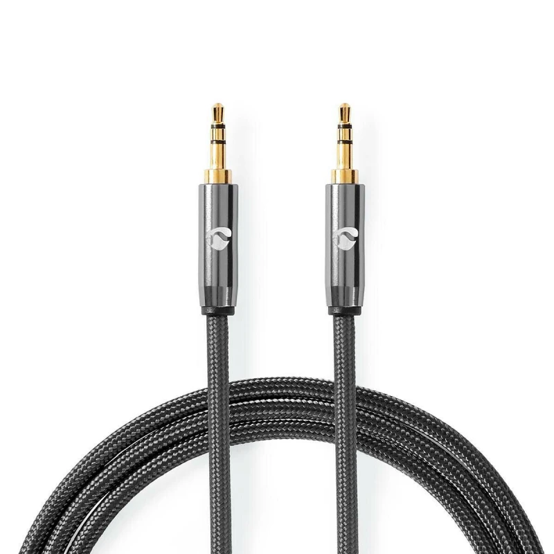 Image of Nedis Stereo Audio Cable 3.5mm Male 3.5mm Male Gold Plated 1m Round Anthracite / Gun Metal Grey Cover Window Box A-CAB230948 Aux C