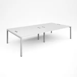 Image of Bench Desk 4 Person Rectangular Desks 3200mm White Tops With White Frames 1600mm Depth Connex