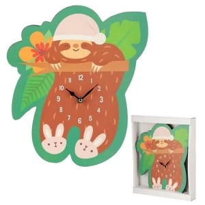 Image of Sleepy Sloth Shaped Wall Clock